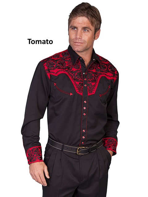 (image for) Western Floral Tooled Embroidery Snap Front Shirt