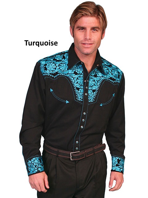 (image for) Western Floral Tooled Embroidery Snap Front Shirt