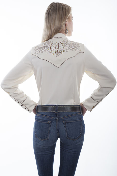 (image for) Horseshoes & Roses embroidered shirt