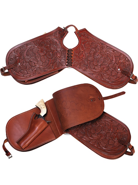 (image for) Hand Tooled Leather Pommel Bags with One Holster