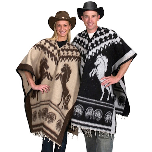 (image for) Reversible Horse Pattern Hand Woven Poncho