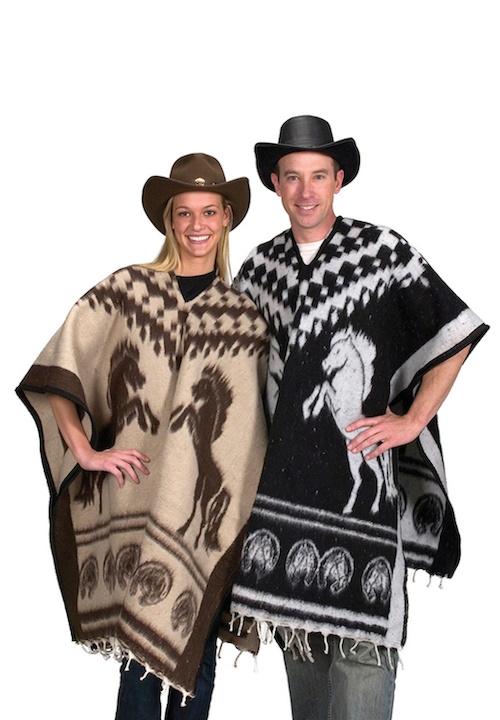 (image for) Reversible Horse Pattern Hand Woven Poncho