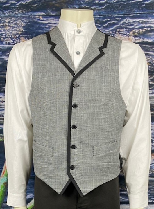 (image for) Santa Fe Plaid Point Bottom Vest with Black Contrast Piping