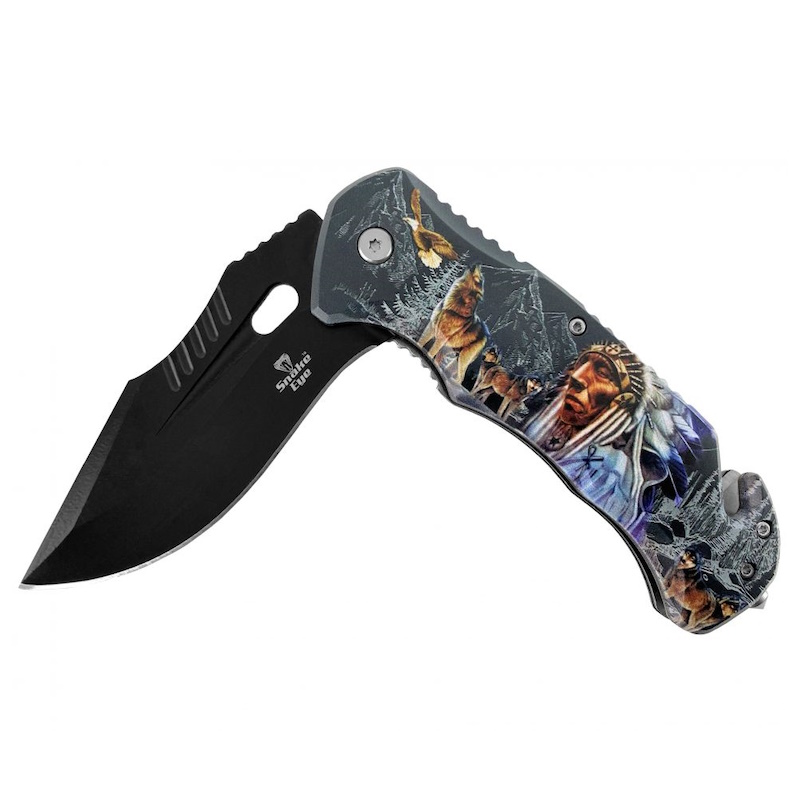 (image for) Snake Eye Spring Assist Knife with Tribal landscape