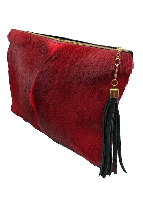 (image for) Springbok & Cowhide Leather Folio Clutch Purse Red