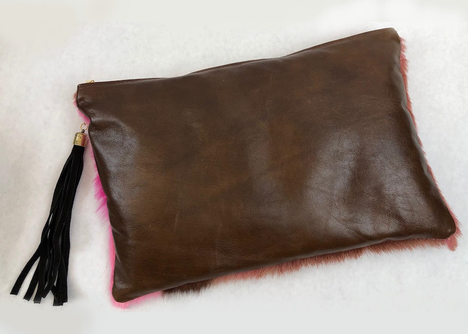 (image for) Springbok & Cowhide Leather Folio Clutch Purse Pink