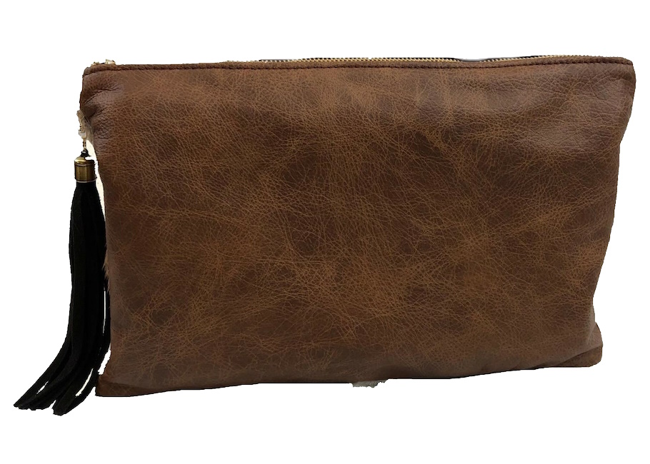 (image for) Springbok & Cowhide Leather Folio Clutch Purse Natural