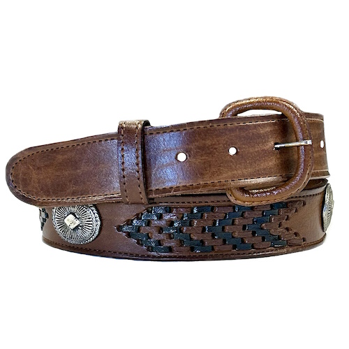 (image for) Leather Western Belt with Lacing & Conchos