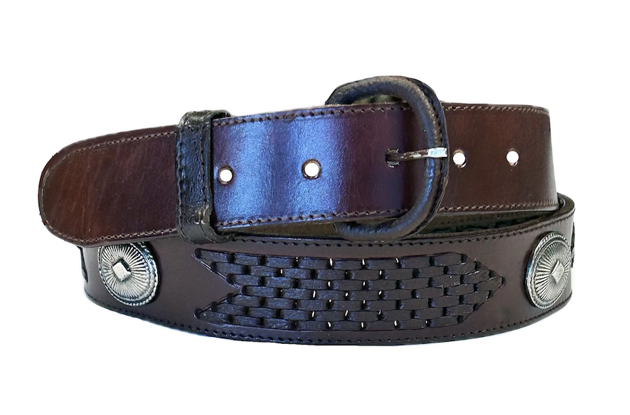 (image for) Leather Western Belt with Lacing & Conchos