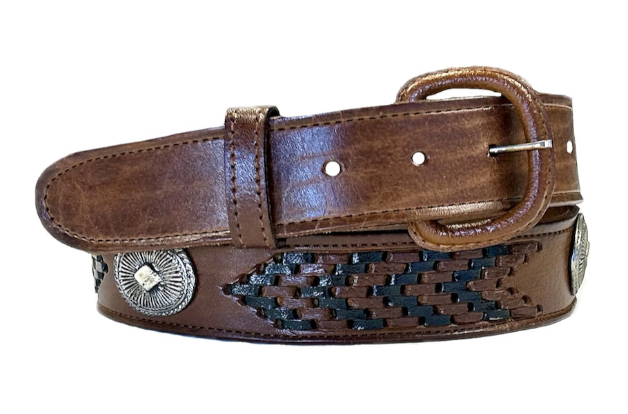 (image for) Leather Western Belt with Lacing & Conchos