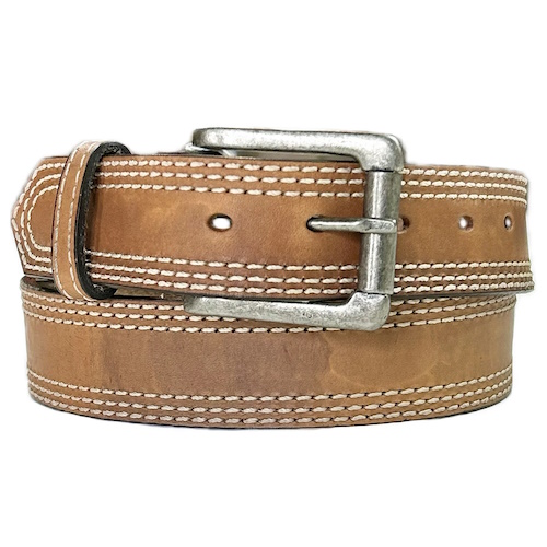 (image for) Heavy Triple Stitch Waxed Leather Western Belt