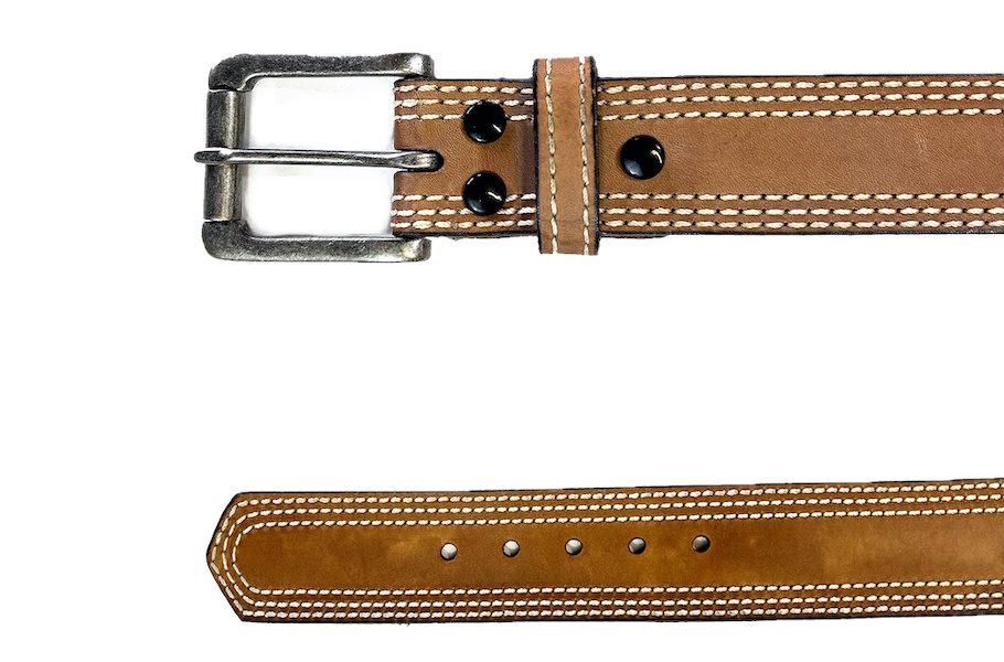 (image for) Heavy Triple Stitch Waxed Leather Western Belt