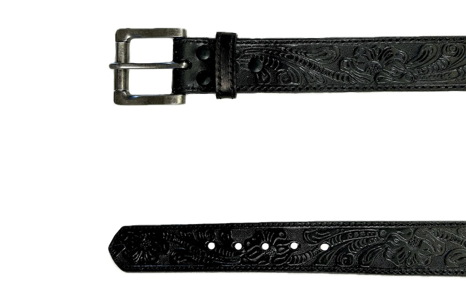 (image for) Saddle Skirting Leather Belt Floral & Leaf Tooling