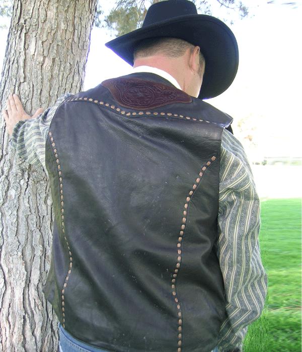 Western Tooled Leather Vest [CARVED] : Old Trading Post ...