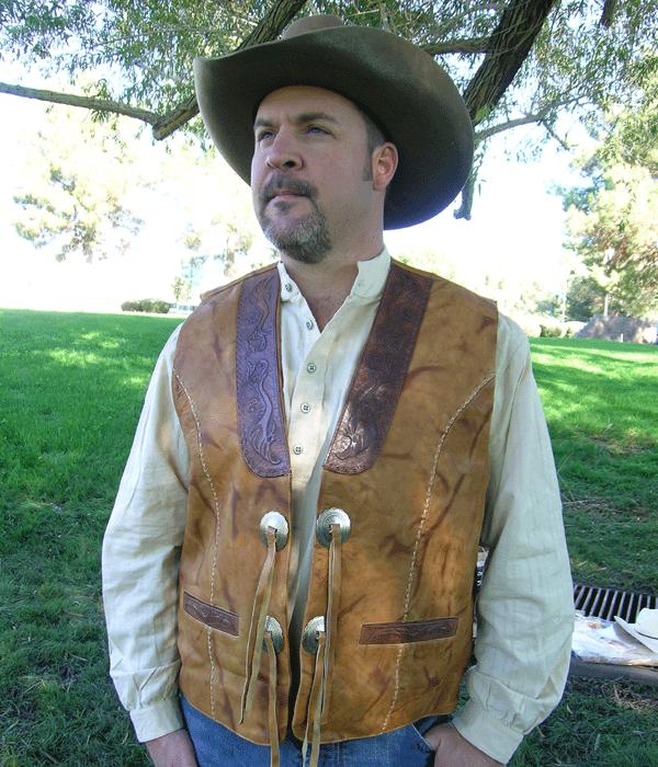 Western Tooled Leather Vest [CARVED] : Old Trading Post ...