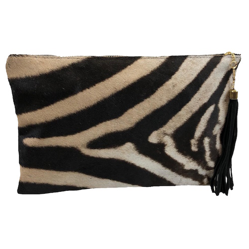 (image for) Zebra & Black Cape Buffalo Leather Folio Clutch Purse