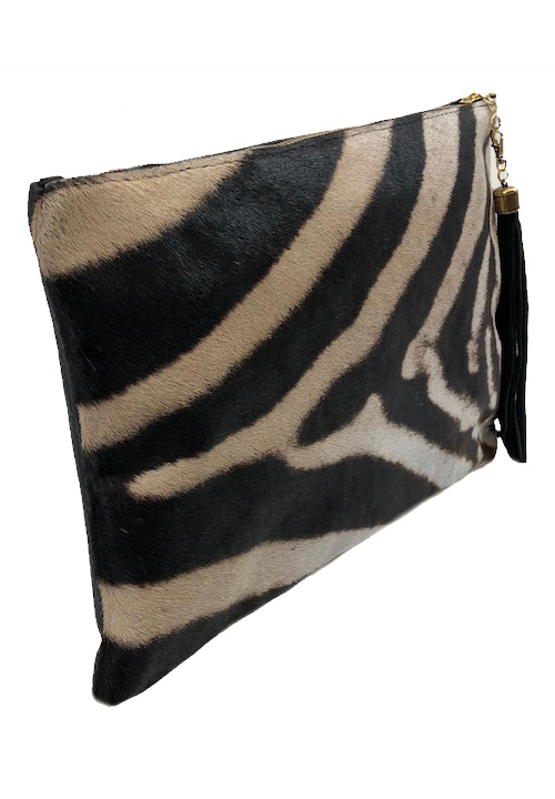 (image for) Zebra & Black Cape Buffalo Leather Folio Clutch Purse