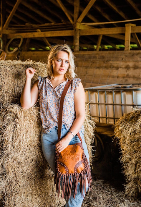 (image for) Fringed Cowgirl Crossbody w/ Hand Tooled Rose