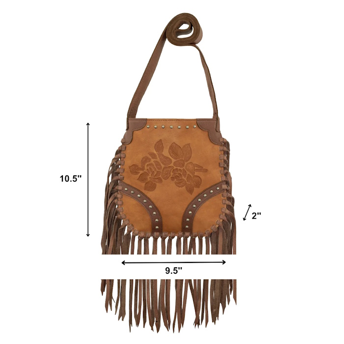 (image for) Fringed Cowgirl Crossbody w/ Hand Tooled Rose