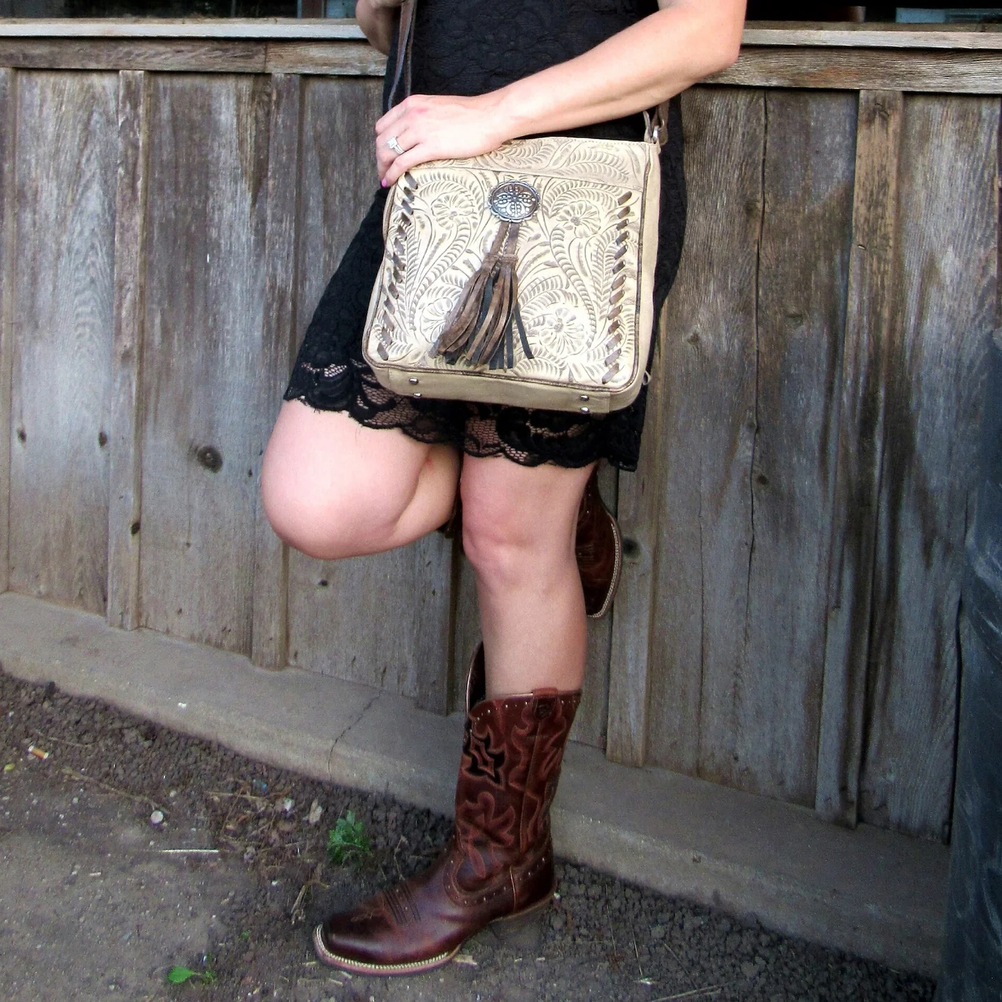 (image for) Lariats & Lace Zip-Top Messenger Bag