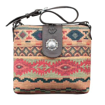 (image for) Santa Fe Woven Tapestry Zip-Top Shoulder Bag w/ Conceal Carry Pocket