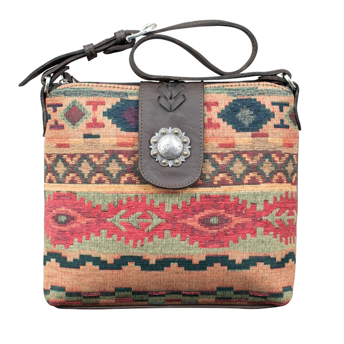 (image for) Santa Fe Woven Tapestry Zip-Top Shoulder Bag w/ Conceal Carry Pocket