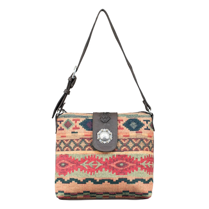 (image for) Santa Fe Woven Tapestry Zip-Top Shoulder Bag w/ Conceal Carry Pocket