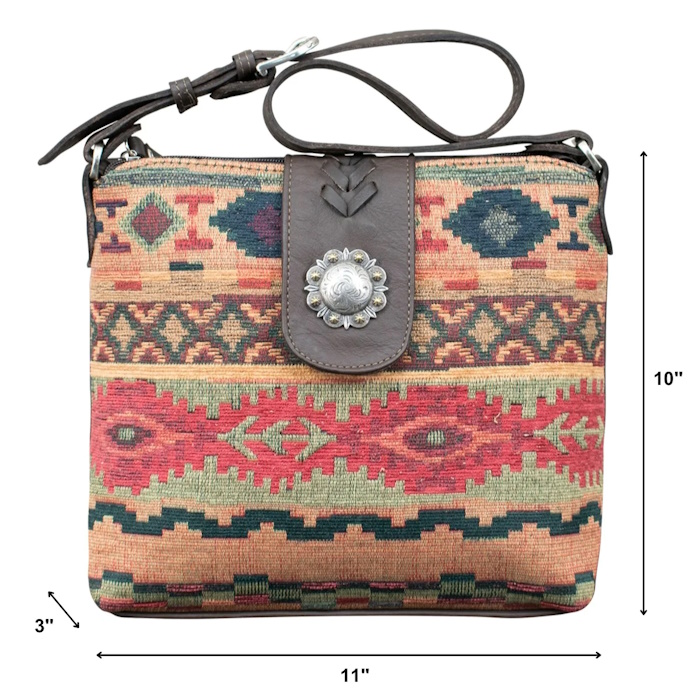 (image for) Santa Fe Woven Tapestry Zip-Top Shoulder Bag w/ Conceal Carry Pocket