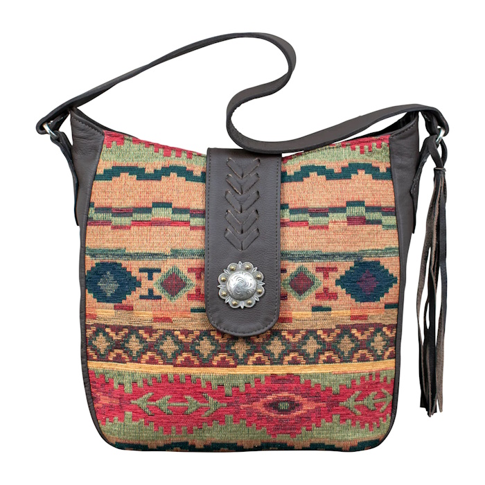 (image for) Santa Fe Woven Tapestry Soft Shoulder Hobo w/ Conceal Carry Pocket