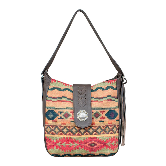 (image for) Santa Fe Woven Tapestry Soft Shoulder Hobo w/ Conceal Carry Pocket