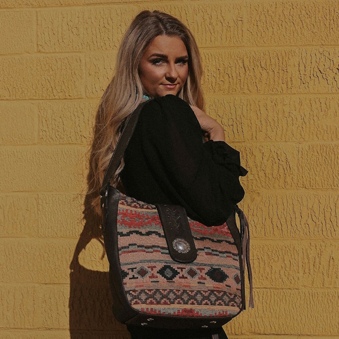 (image for) Santa Fe Woven Tapestry Soft Shoulder Hobo w/ Conceal Carry Pocket