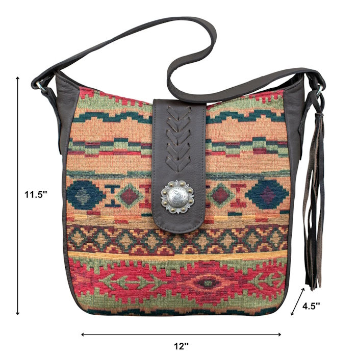 (image for) Santa Fe Woven Tapestry Soft Shoulder Hobo w/ Conceal Carry Pocket