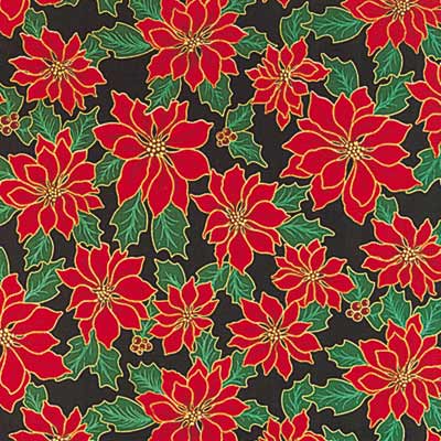 (image for) Poinsettia Green Black Red Holiday Bandanna 22 X 22