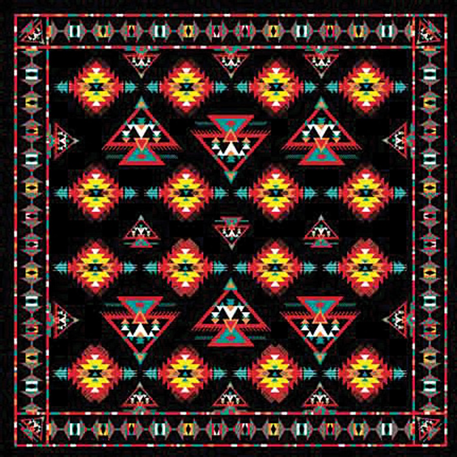 (image for) Bandanna Aztec Black 22" x 22"