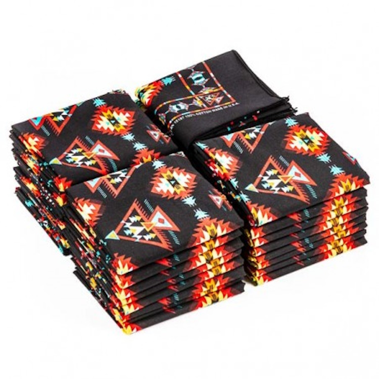 (image for) Bandanna Aztec Black 22" x 22"