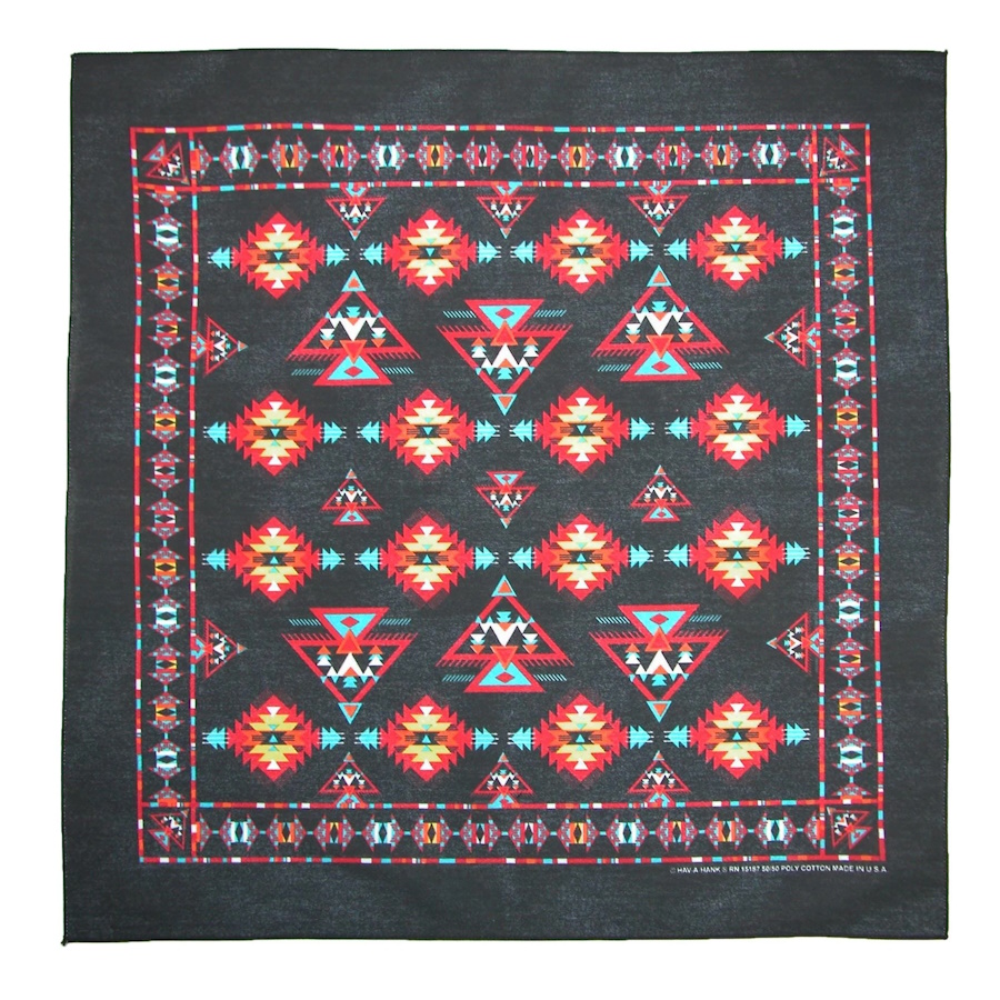 (image for) Bandanna Aztec Black 22" x 22"