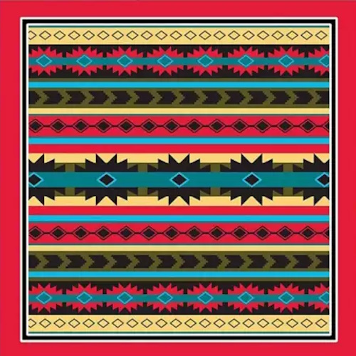 (image for) Bandanna Aztec Red 22" x 22"