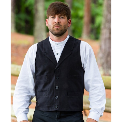 (image for) Western Gunfighter Cotton Twill Vest Four Pockets Lapels