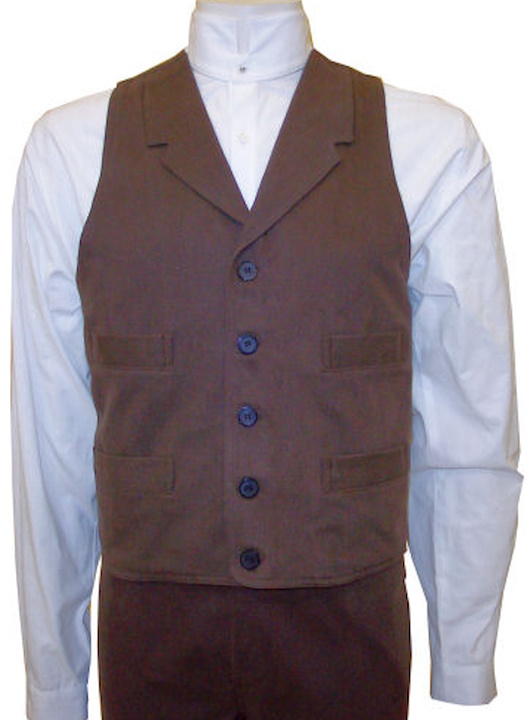 (image for) Western Gunfighter Cotton Twill Vest Four Pockets Lapels