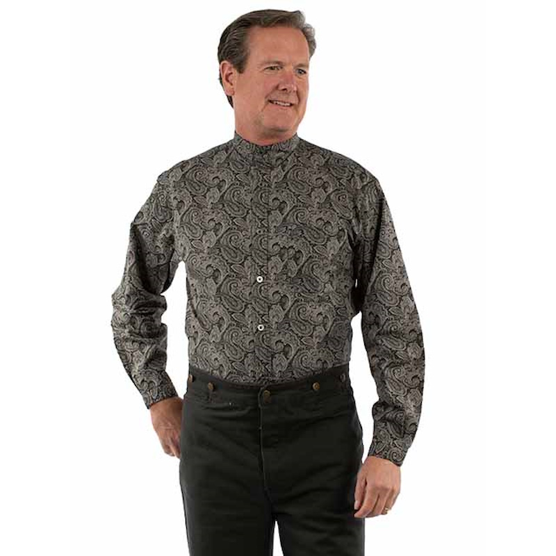 (image for) Button Front Long Sleeve Cotton Shirt Paisley Print