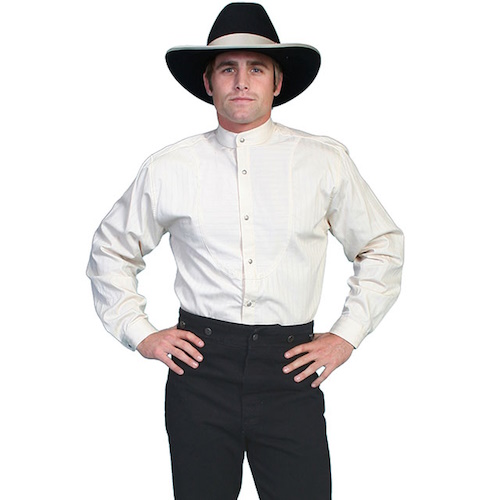 (image for) Western Cotton Shirt with Inset Bib & Pewter Buttons