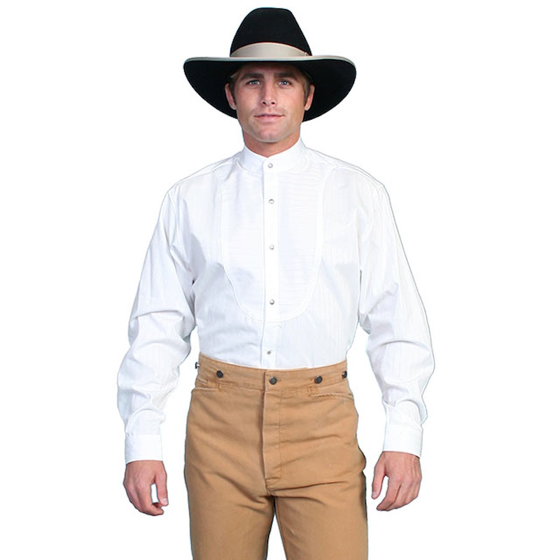 (image for) Western Cotton Shirt with Inset Bib & Pewter Buttons