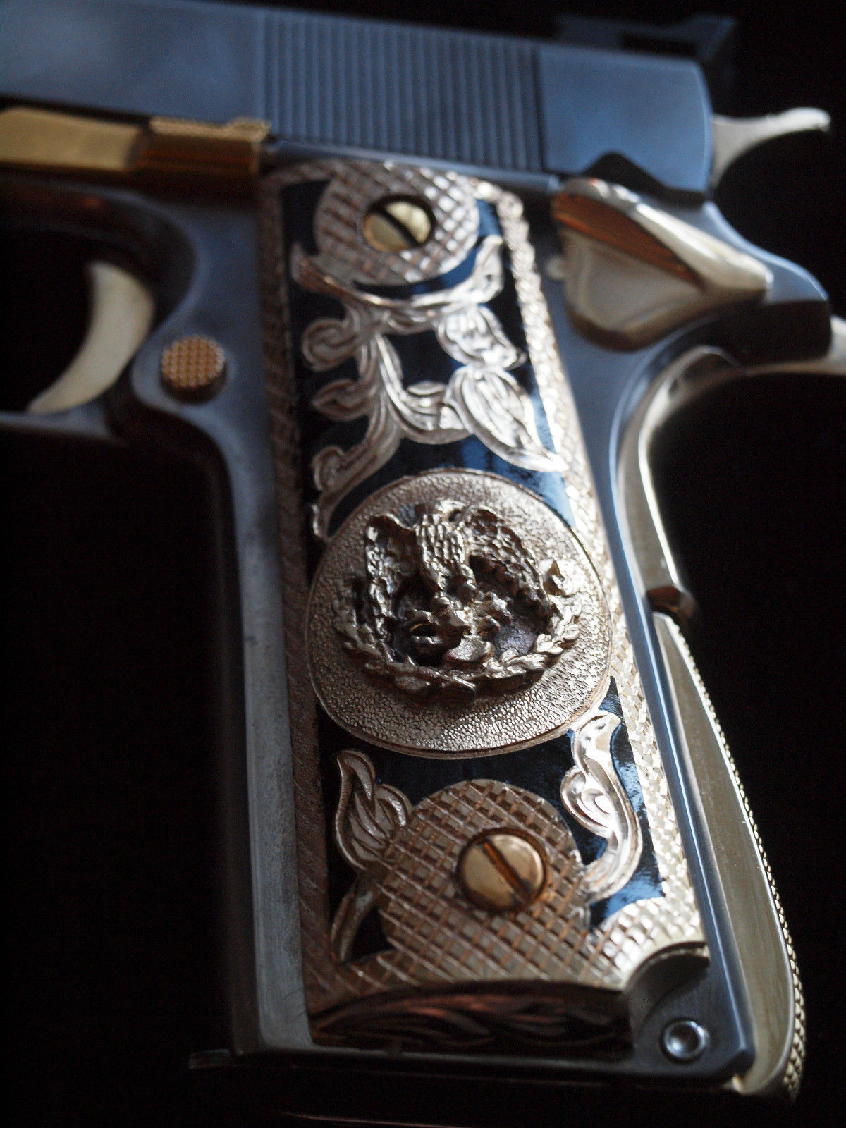 (image for) German Silver Handgun Grips with Inlay