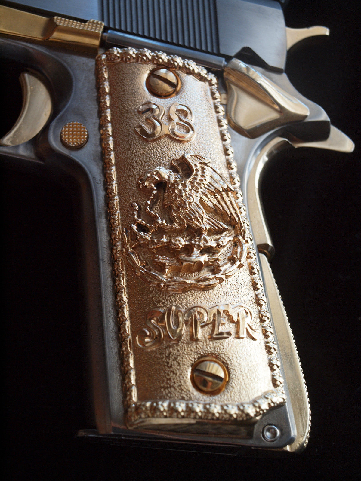 (image for) German Silver Handgun Grips Gold Plated