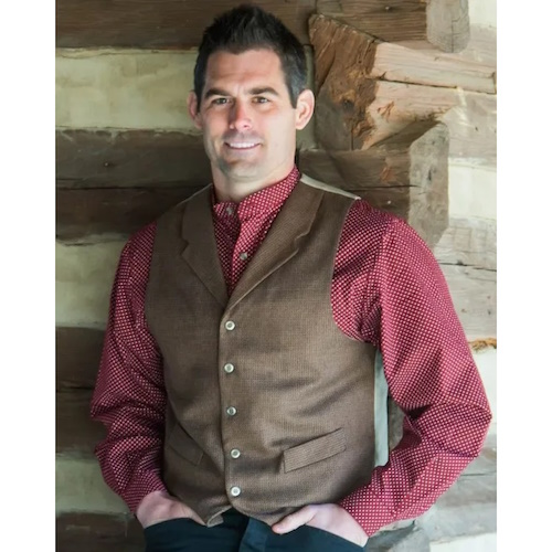 (image for) Frontier Cattle Baron Vest Cotton Check Notched Lapels