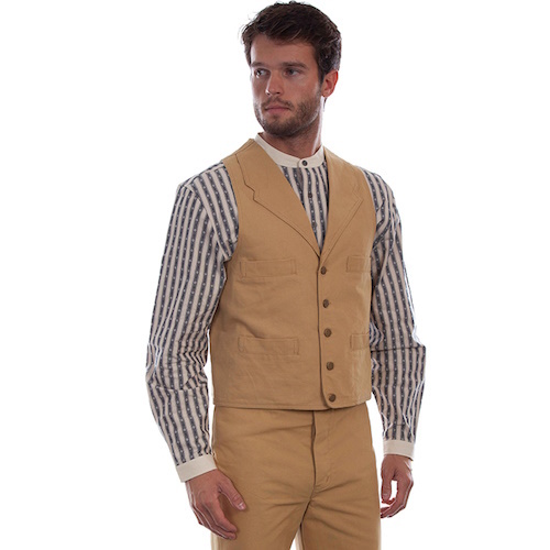 (image for) Heavy Cotton Canvas Western Vest with Notched Lapels