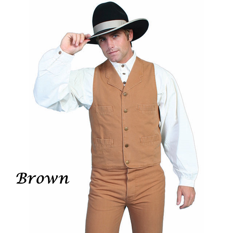 (image for) Heavy Cotton Canvas Western Vest with Notched Lapels