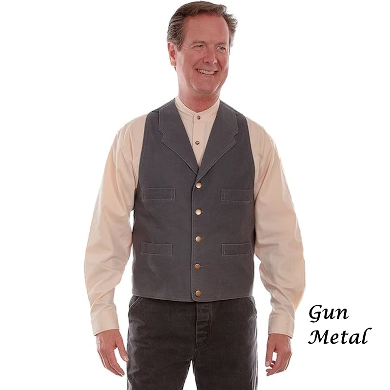 (image for) Heavy Cotton Canvas Western Vest with Notched Lapels