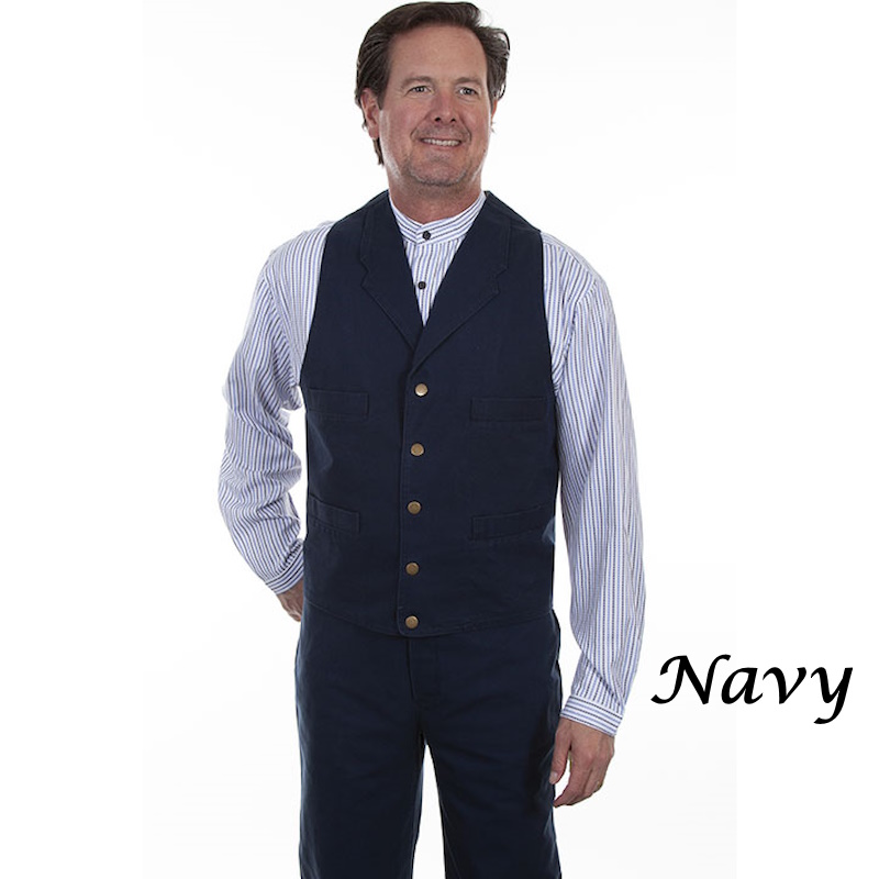 (image for) Heavy Cotton Canvas Western Vest with Notched Lapels