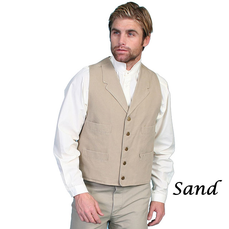 (image for) Heavy Cotton Canvas Western Vest with Notched Lapels